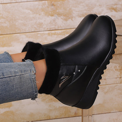 Bottes à talon compensé pour femmes avec doublure intérieure douce et fermeture éclair à la mode Chic und Stil