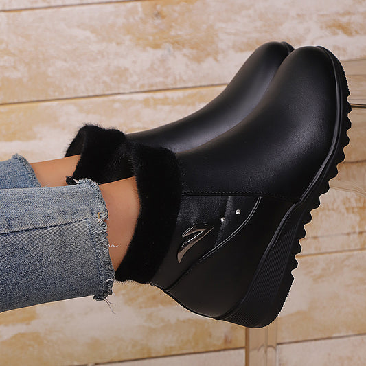 Bottes à talon compensé pour femmes avec doublure intérieure douce et fermeture éclair à la mode Chic und Stil