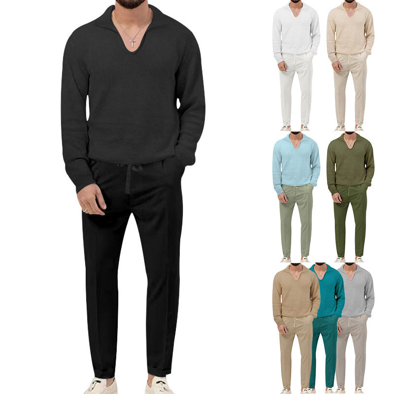 Comfortable pullover for men with V-neck and elegant pants combination Chic and Style