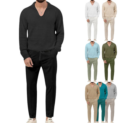 Comfortable pullover for men with V-neck and elegant pants combination Chic and Style