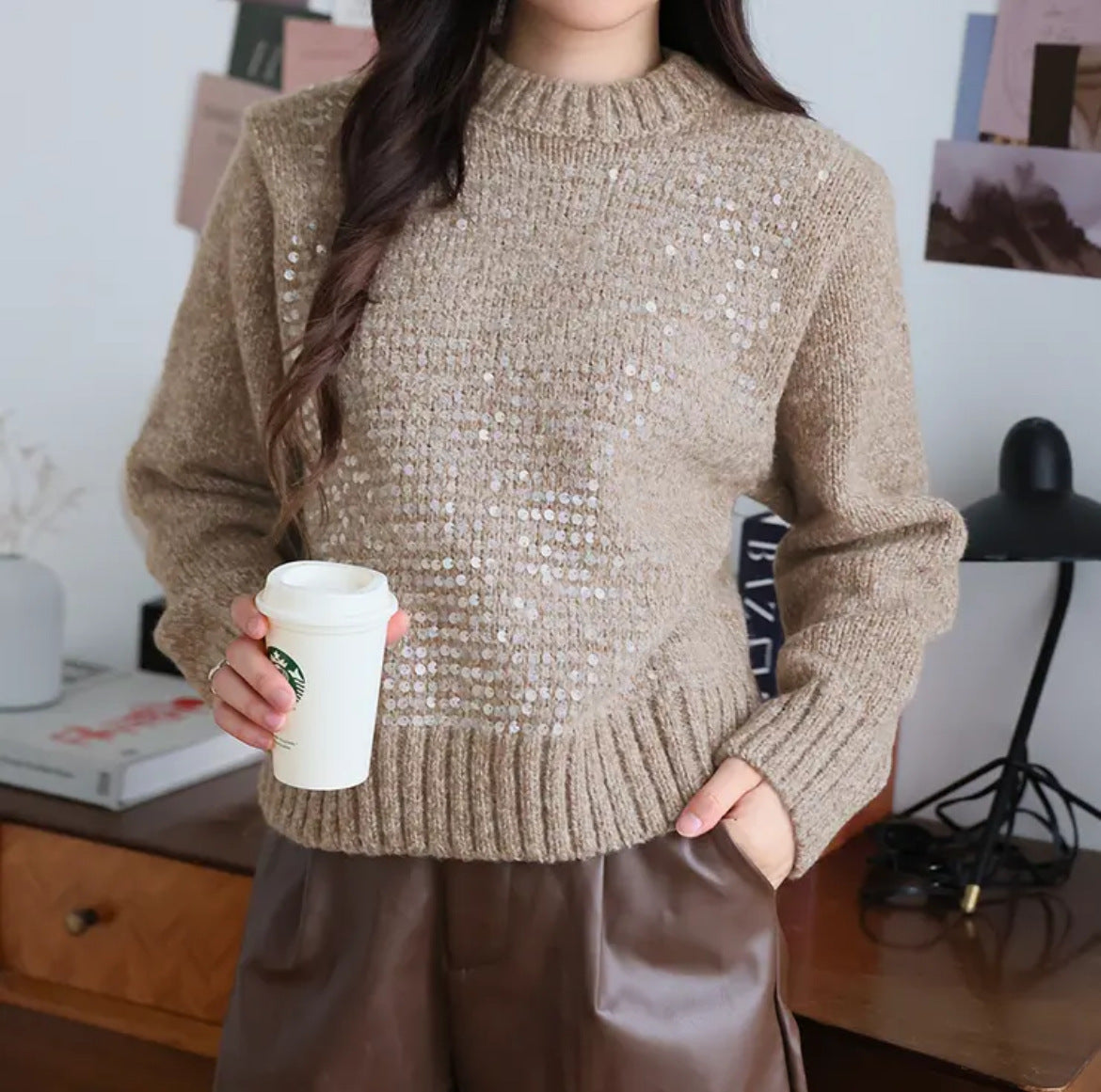 Pull en tricot scintillant pour femmes avec texture et coupe ample Chic und Stil