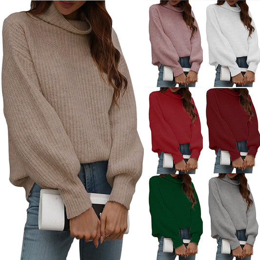 Pull-over en tricot surdimensionné pour femmes avec un design décontracté à col haut Chic und Stil