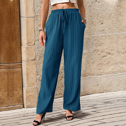 Relaxed Palazzo Pants for Women with Elastic Waist and Side Pockets Chic and Style