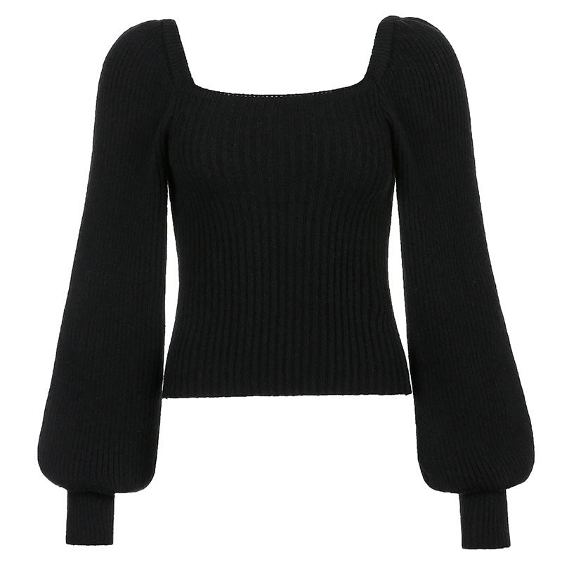 Femme Pull cropped avec des manches volumineuses et une structure côtelée Chic und Stil
