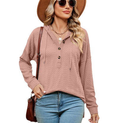 Pull women décontracté avec détails de boutons et capuche Chic und Stil