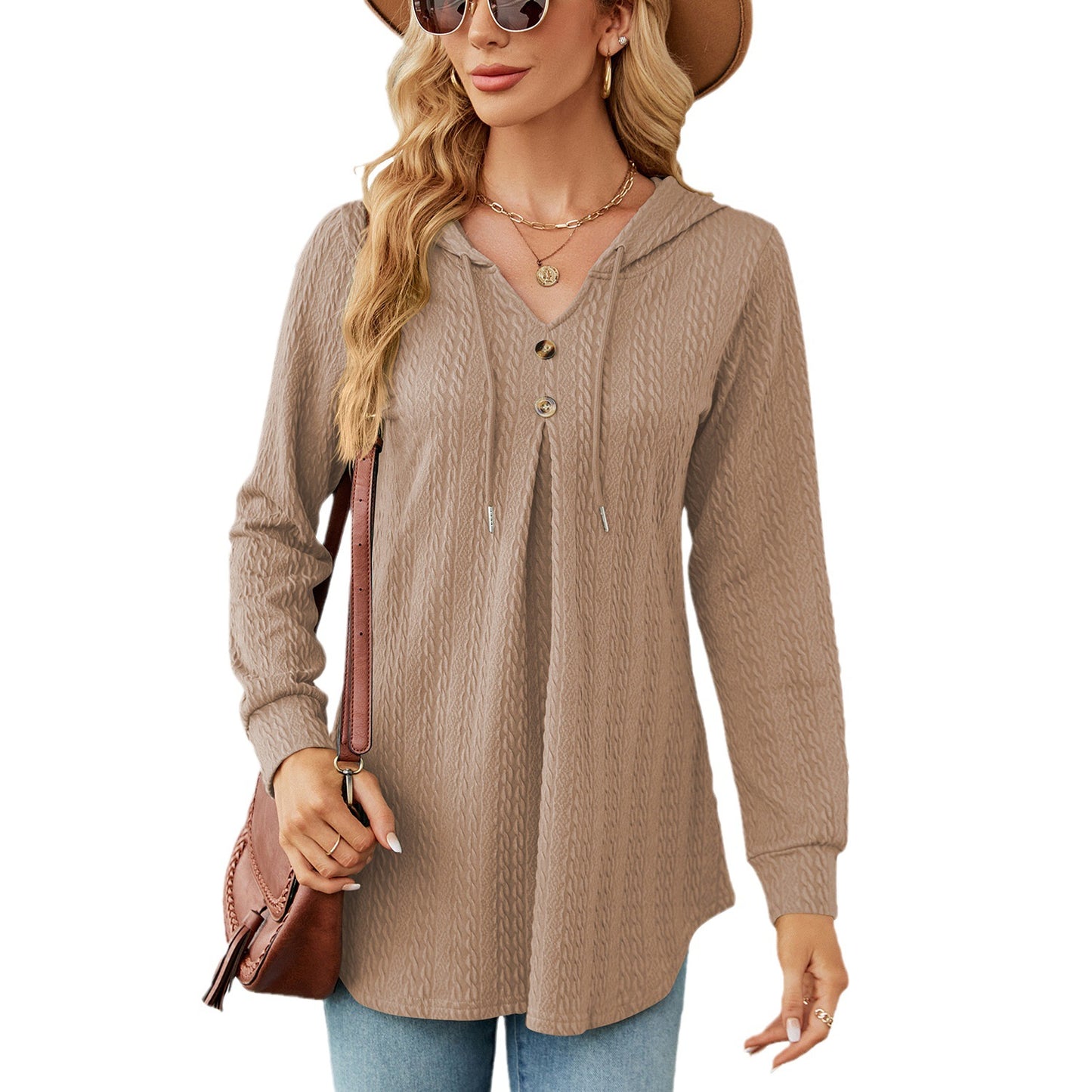 Dames Hoodie à manches longues avec design texturé Chic und Stil