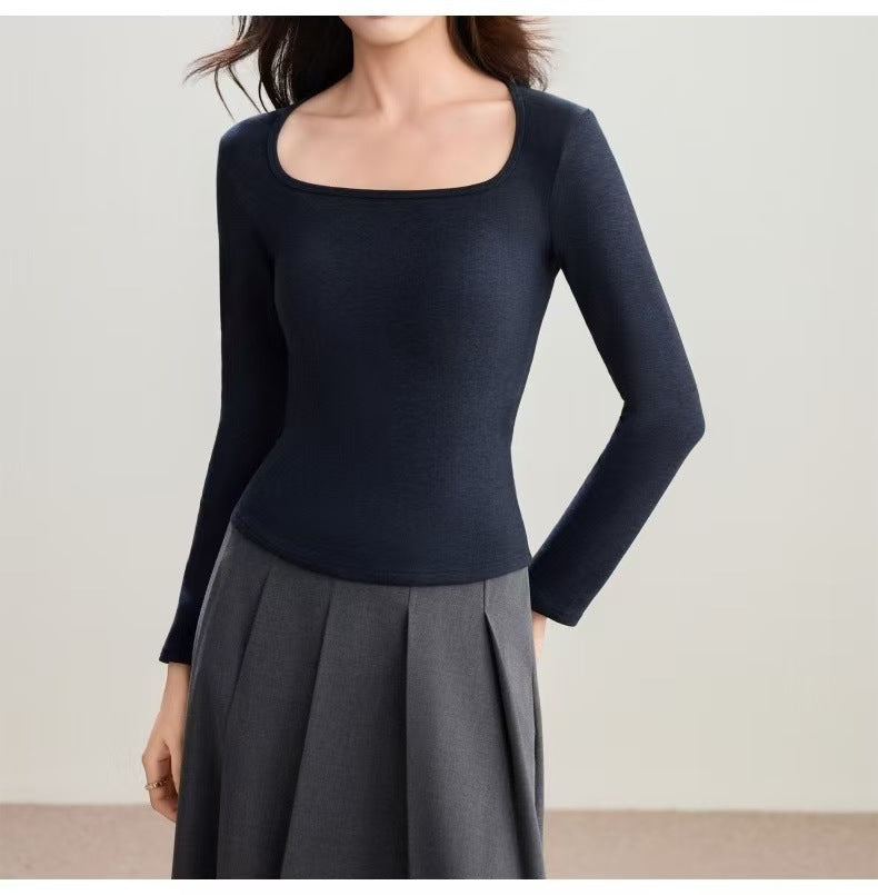 Femmes haut à manches longues avec décolleté carré Chic & Stil