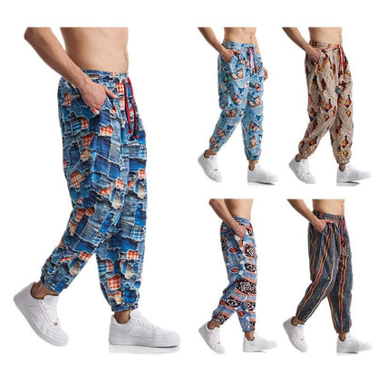 Casual Harem Pants for Men with Colorful Pattern and Elastic Waist Chic and Style