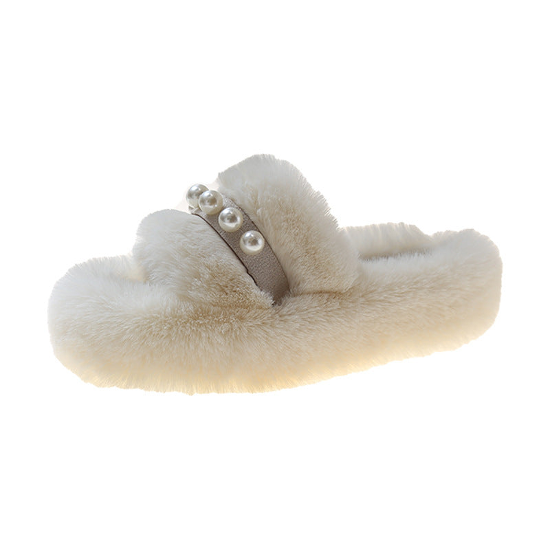Ladies Soft Slippers with Elegant Pearl Accents Chic und Stil