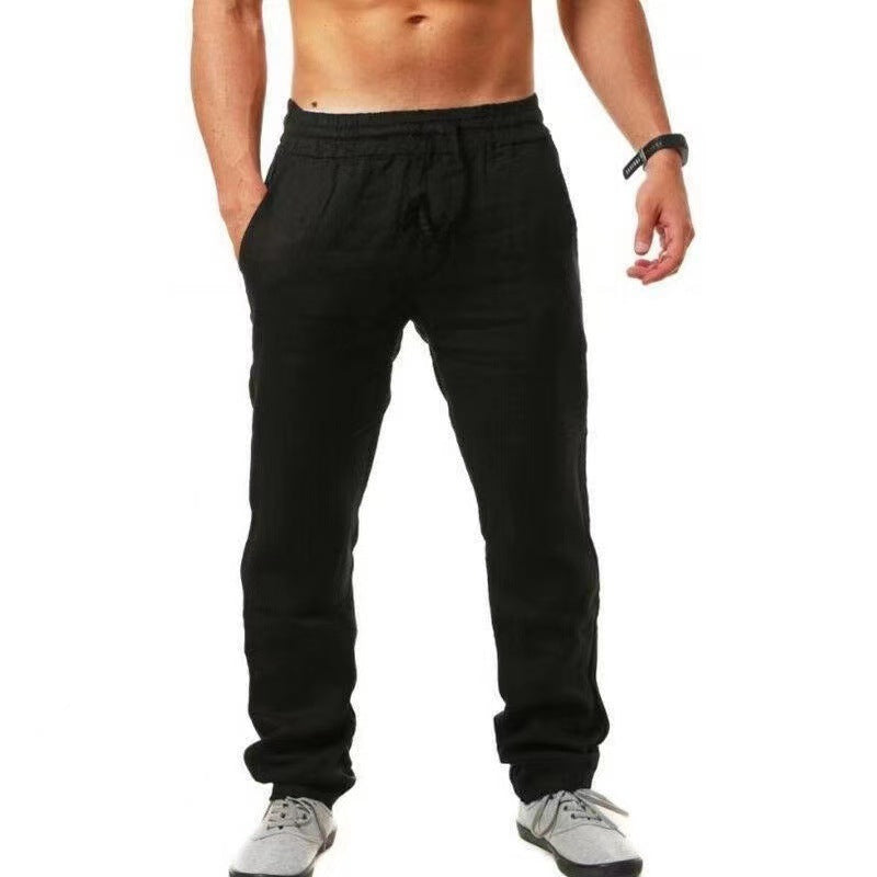 Casual linen pants for men with elastic waistband and adjustable drawstring Chic and Style