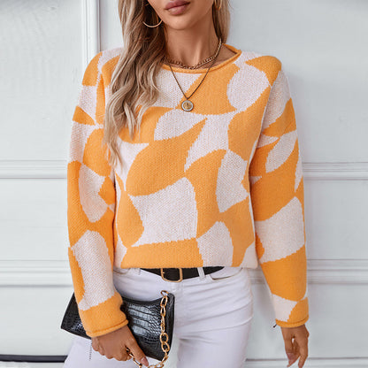 Pull over en tricot pour femmes avec motif moderne et coupe décontractée Chic und Stil