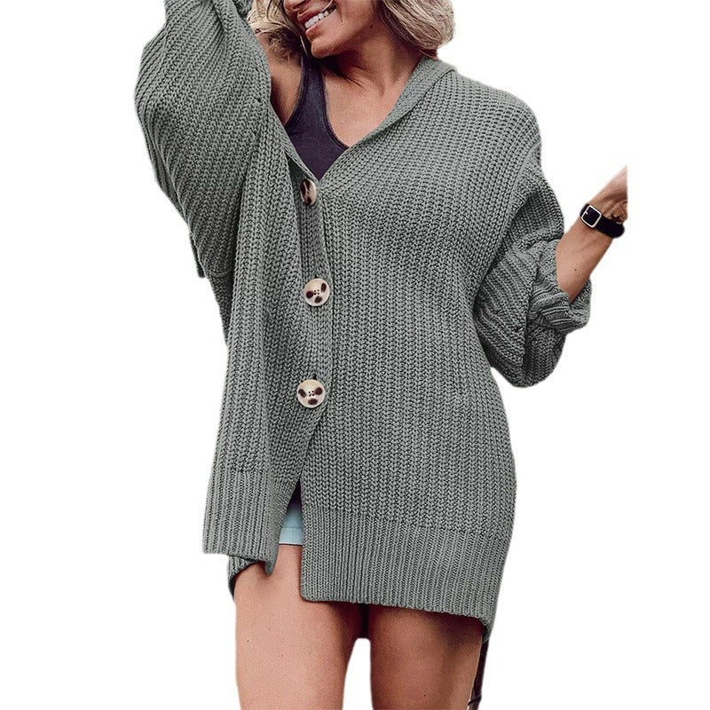 Veste en grosse maille pour femmes avec des manches larges et une capuche Chic und Stil