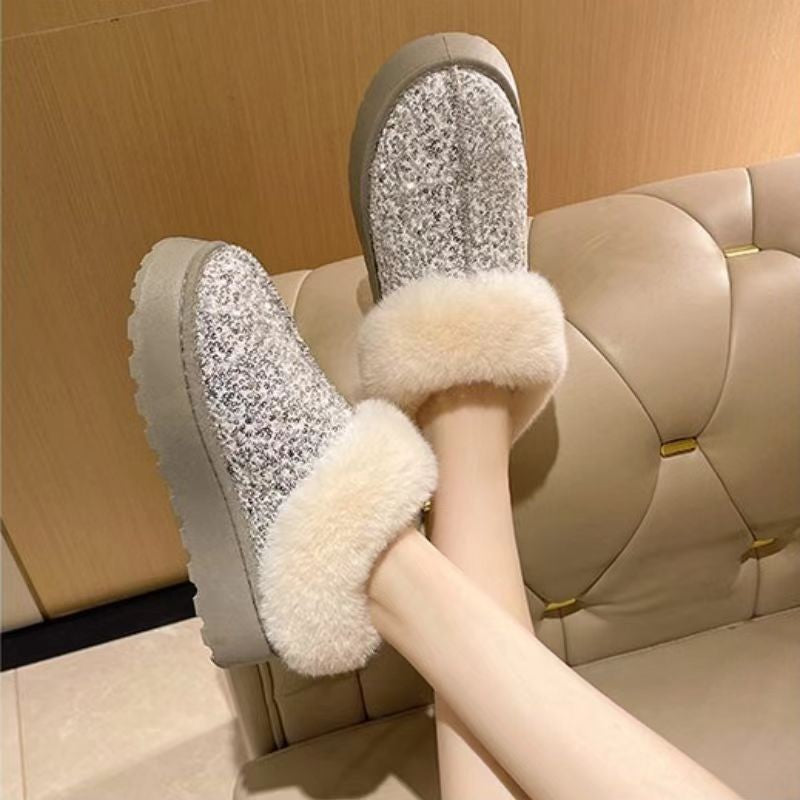 Ladies Plush Sparkly Slippers Chic and Style