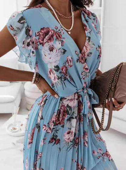 Women's Floral Dress with Ruffle Sleeves Chic and Stylish
