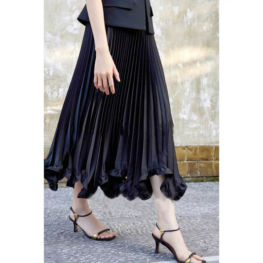 Jupe maxi plissée fluide Chic und Stil pour femme