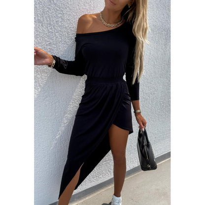 Robe midi asymétrique drapée pour dames Chic und Stil