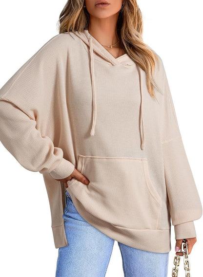 Pull à capuche surdimensionné pour femmes en piqué gaufré Chic und Stil