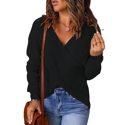 Pull-over décontracté pour femmes avec décolleté en V profond et tissu texturé Chic und Stil