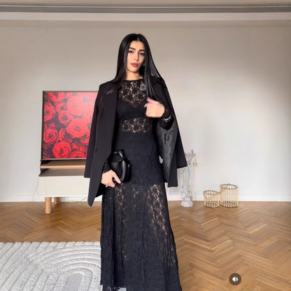 Dames Robe en dentelle à manches longues Chic und Stil