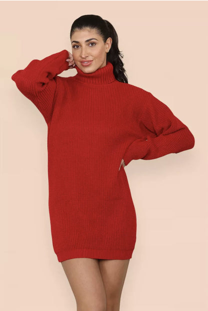 Robe en tricot pour femmes au style surdimensionné avec col montant et design de ribbing décoratif Chic und Stil