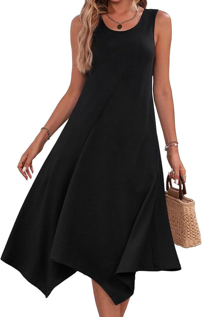 Robe chemise d'été pour femmes avec ourlet asymétrique et motif accrocheur Chic und Stil