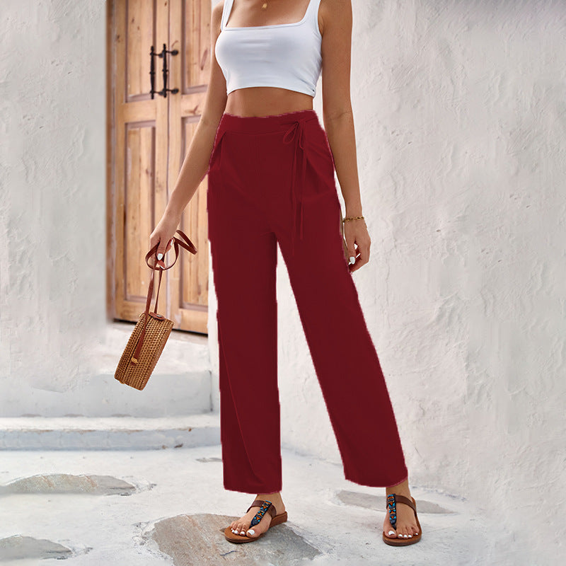 Women Elegant and Comfortable Wide Leg Pants with Tie Chic and Style