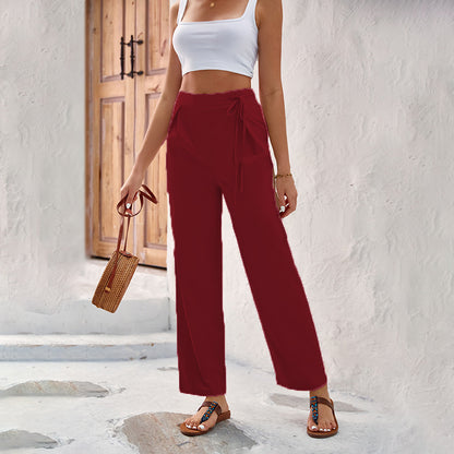 Women Elegant and Comfortable Wide Leg Pants with Tie Chic and Style