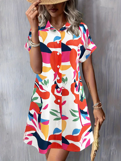 Robe décontractée à boutons pour femme à manches courtes Chic und Stil