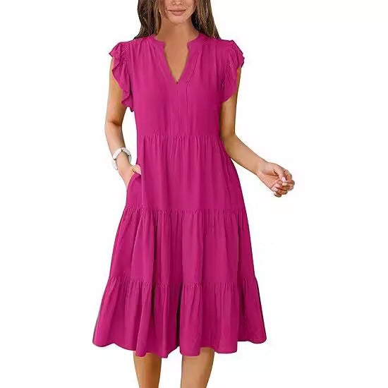 Robe de loisir pour femmes avec des détails en volants et des poches Chic und Stil