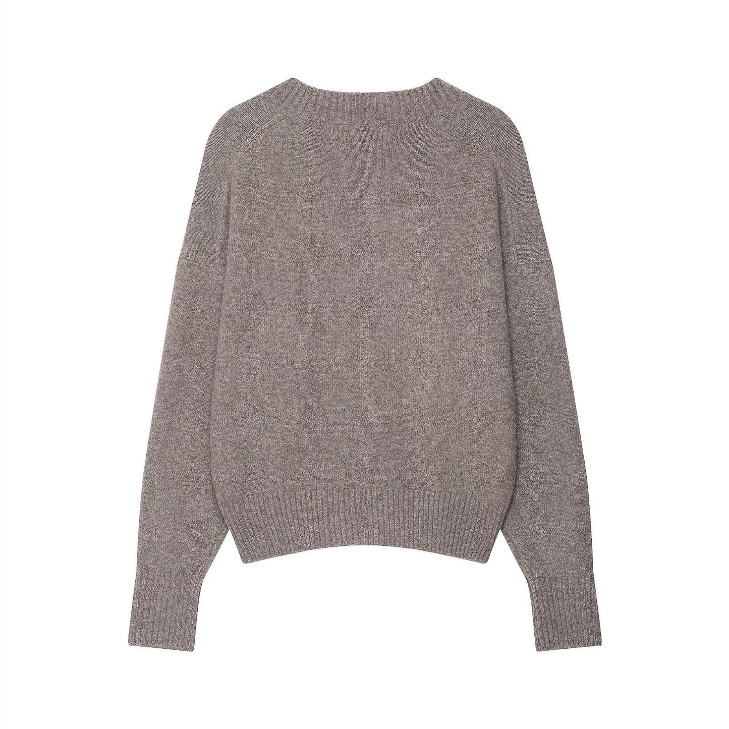 Pull décontracté pour femmes avec décolleté en V et tricot côtelé Chic und Stil