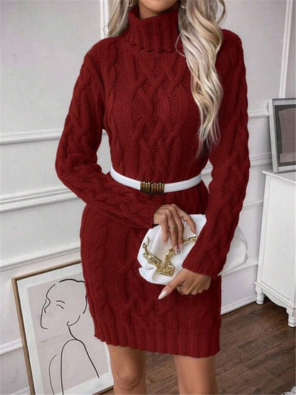 Robe en tricot pour femmes avec col montant et motif en relief Chic und Stil