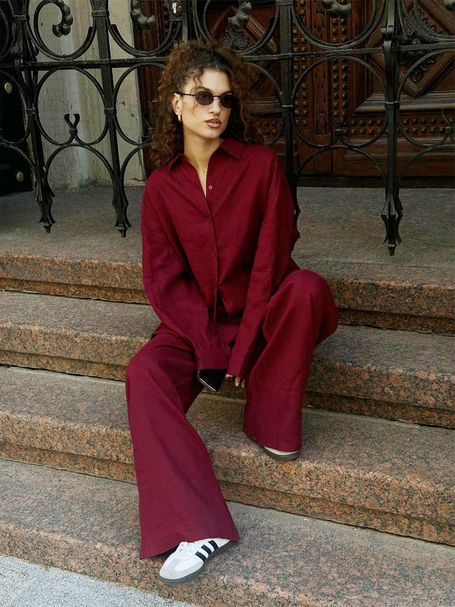 Casual linen set for women with a loose top and pants Chic und Stil