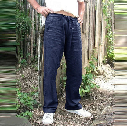 Washed linen pants for men with multiple pockets Chic und Stil