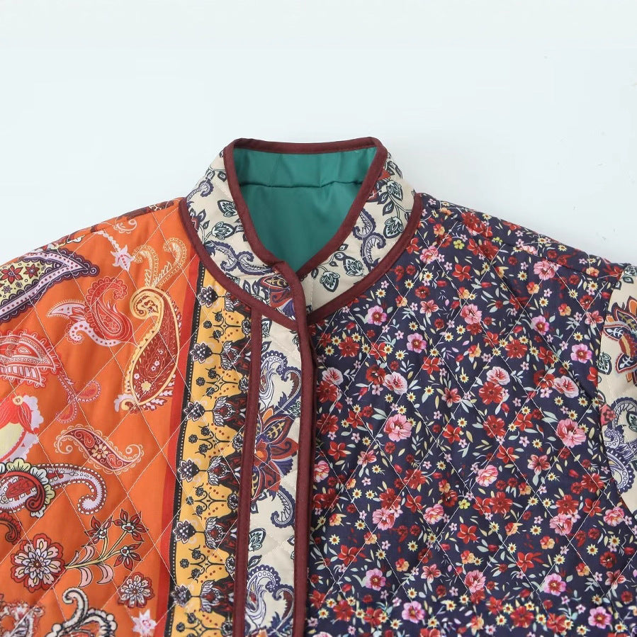 Dame veste matelassée Patchwork avec poches pratiques et motif coloré Chic und Stil