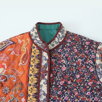 Dame veste matelassée Patchwork avec poches pratiques et motif coloré Chic und Stil