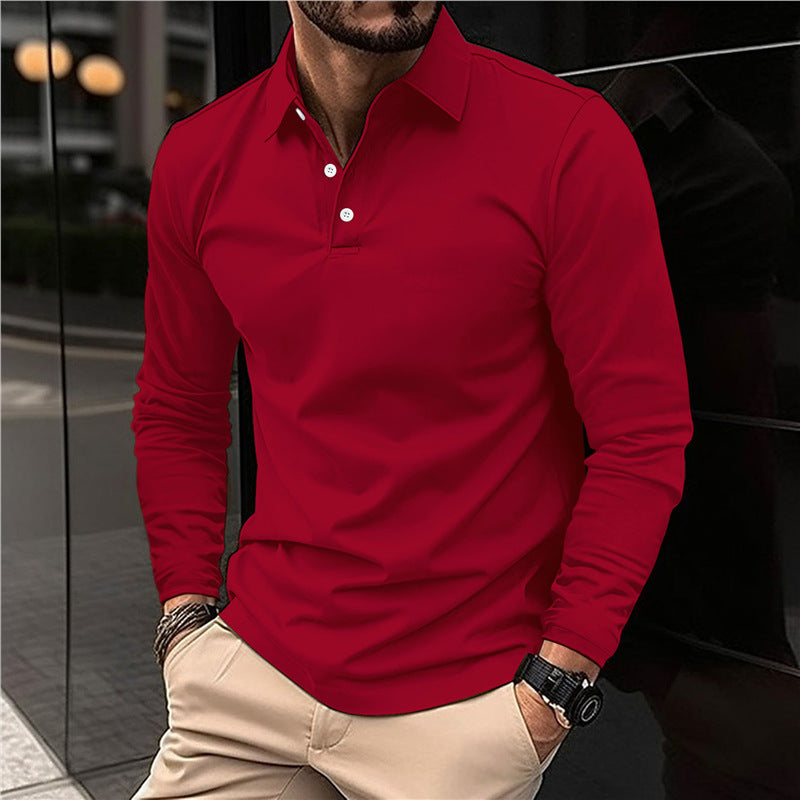 Men's Long Sleeve Polo with Modern Collar and High Quality Cotton Chic and Style