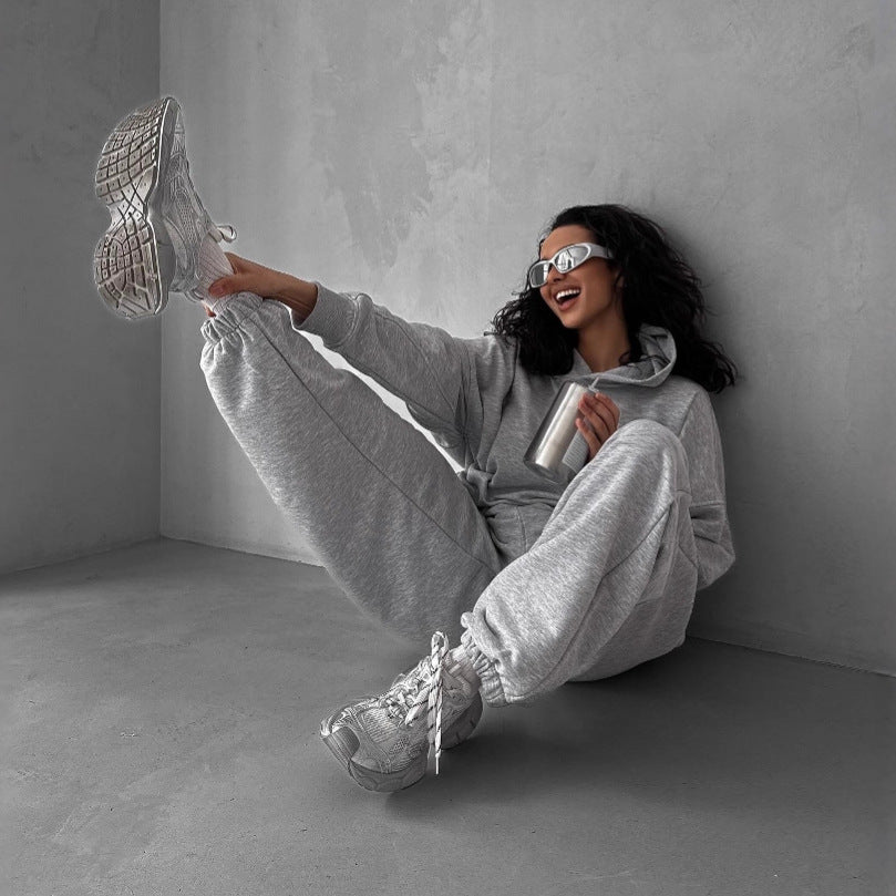 Ladies oversized casual hoodie and chic jogger pants