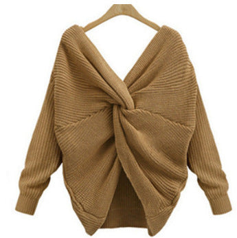 Pull en tricot pour femmes avec un design de dos unique et un décolleté en V profond Chic und Stil