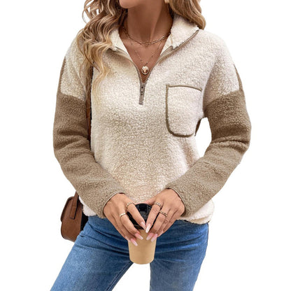 Pull en polaire pour femmes avec demi-fermeture éclair et poches Chic und Stil