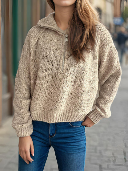 Pull-over zippé décontracté pour dames avec coupe oversize et col haut Chic und Stil