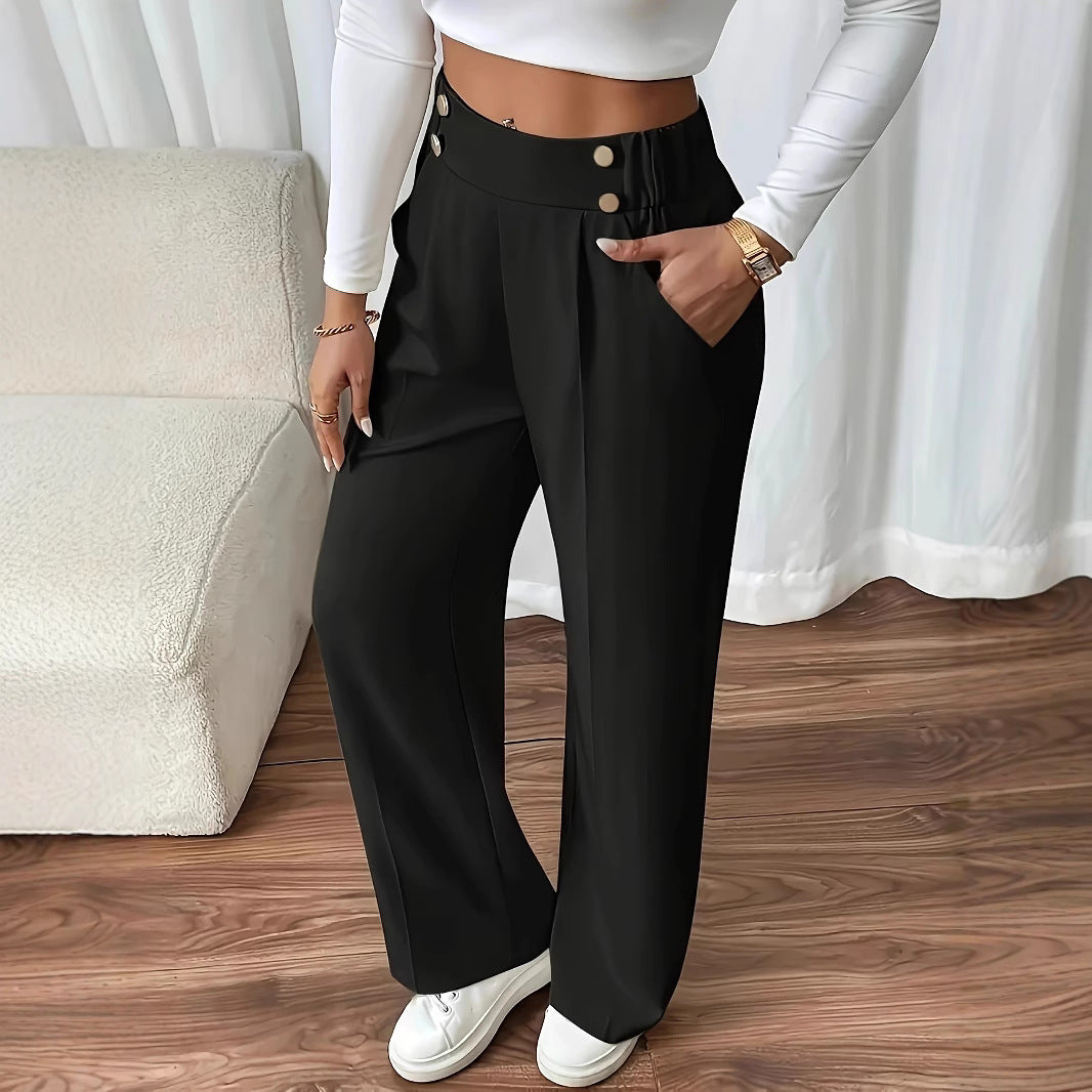 Wide pleated pants for women with elastic waistband and practical pockets Chic and Style
