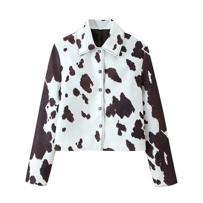 Dames chic veste courte à motif animal Chic und Stil