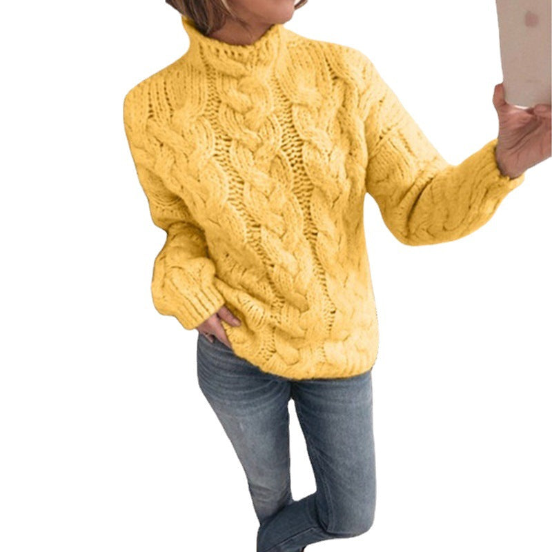 Pull en maille épaisse pour femmes avec motif tricoté artistique et col haut Chic und Stil