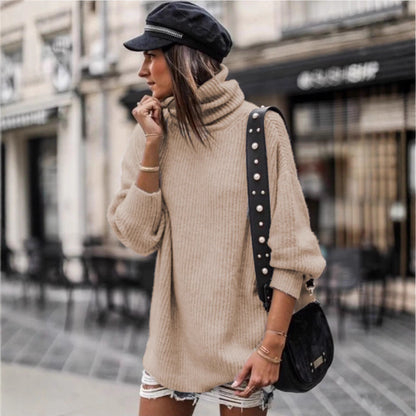 Dames pull oversized tendance col roulé Chic und Stil