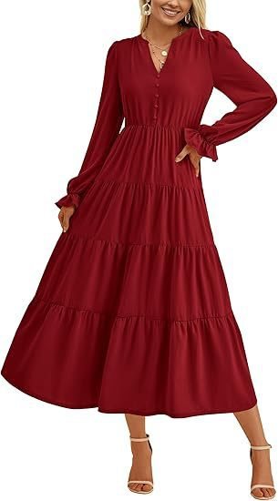 Robe maxi à manches longues pour femmes avec volants Chic und Stil