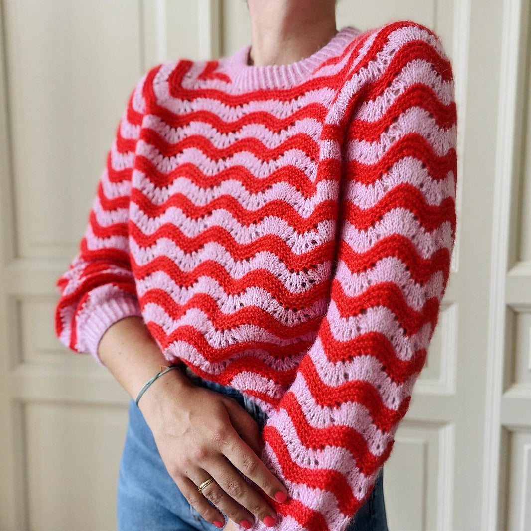 Pull en tricot pour femmes avec motif ondulé et coupe généreuse Chic und Stil