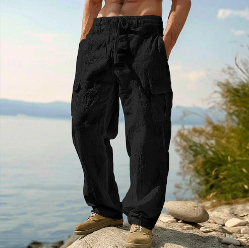 Pantalon cargo décontracté pour hommes avec taille ajustable et poches latérales pratiques Chic und Stil
