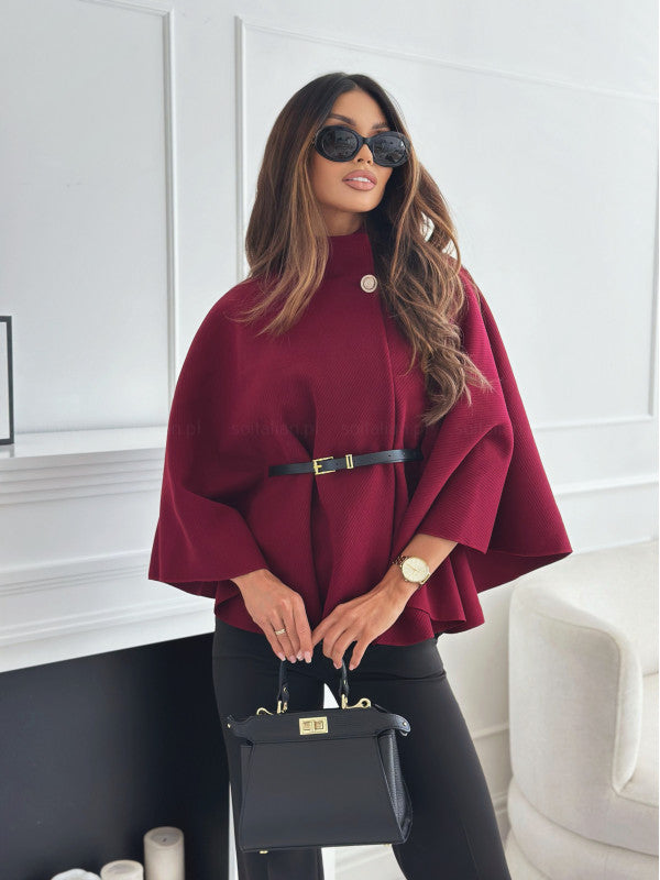 Dames Élégants Capes en Tricot avec Ceinture Chic und Stil