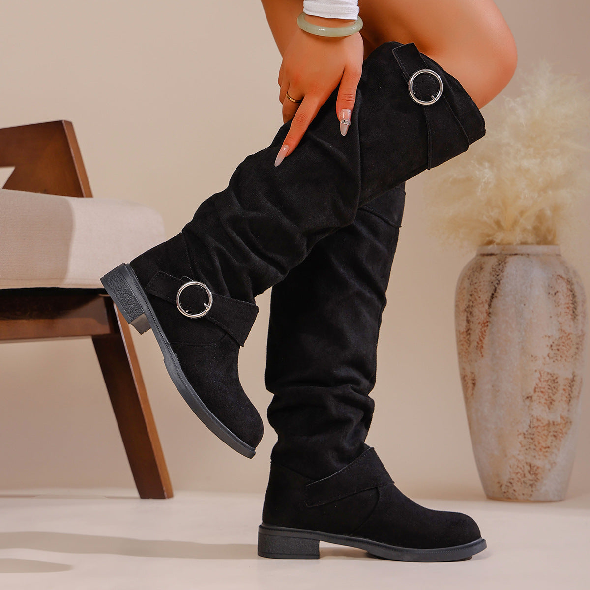 Bottes overknee élégantes pour dames en matériau souple et élastique Chic und Stil