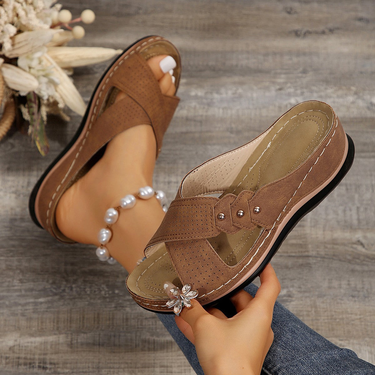 Sandales slides confort pour dames Chic und Stil